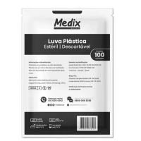 LUVA DESCARTÁVEL PLÁSTICA PCT C/100 MEDIX