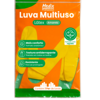 LUVA LÁTEX AMARELA TAM P MEDIX MULTIUSO