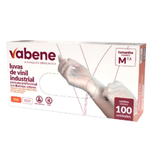 LUVA DE VINIL SEM PÓ CX C/100 UNDS TAM M VABENE
