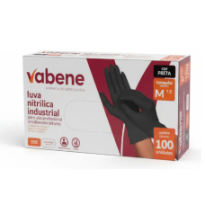 LUVA DE NITRILICA PRETA VABENE CX C/100 UNDS TAM G