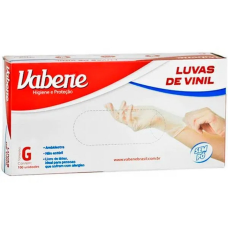 LUVA DE VINIL SEM PÓ CX C/100 UNDS TAM G VABENE