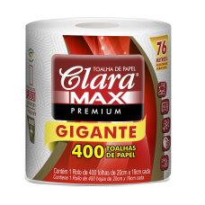 PAPEL TOALHA ROLO 01X400fls CLARA MAX PREMIUM GIGANTE FL DUPLA