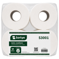 PAPEL HIGIENICO FOLHA SIMPLES 8X300MT C/10CM S3001 CLASSIQUE SORTYE
